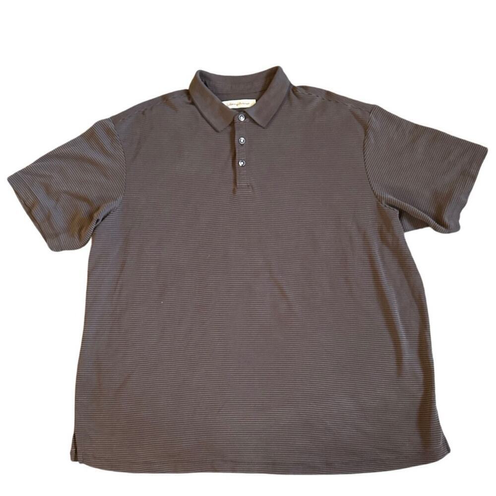 Men’s Tommy Bahama Modal Brown Stripe Short Sleeve Polo Size XXL